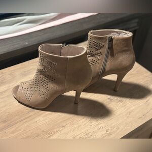 Tan Ankle Booties with Studded Design